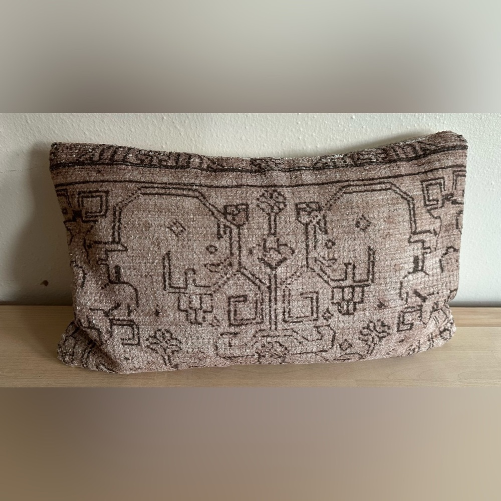 West Elm Beige and Brown Patterned Accent Pillow
